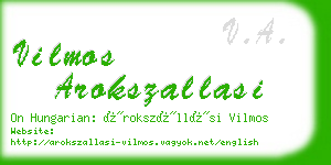 vilmos arokszallasi business card